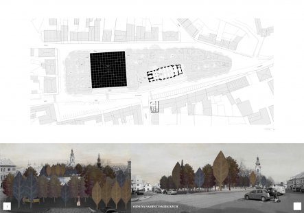 Revitalization of Smiřických Square in Kostelec nad Černými lesy - competition results - 1. price: Proposal No. 4