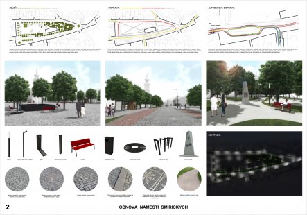 Revitalization of Smiřických Square in Kostelec nad Černými lesy - competition results - 2. price: Proposal No. 2