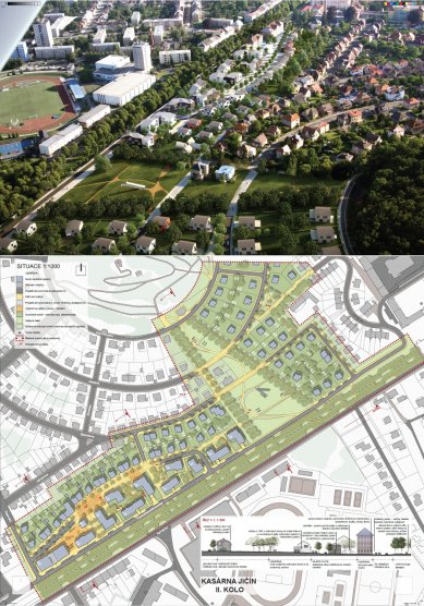 New form of the barracks area in Jičín - competition results - 3rd prize: MS plan s .r. o.