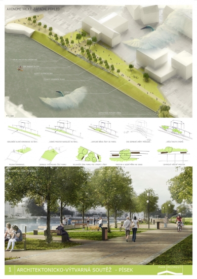 Right-Bank Interbridge Urban Plinth in Písek - Competition Results - Reward: Ing. arch. David Grygar