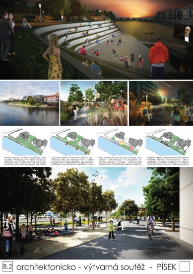 Right-Bank Interbridge Urban Plinth in Písek - Competition Results - 1. price: Ing. Tomáš Fremr, Ing. arch. Jan Pala, Ing. arch. Adéla Palová, Ing. arch. Vladimír Dolejšek