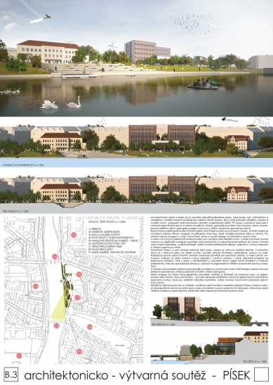 Right-Bank Interbridge Urban Plinth in Písek - Competition Results - 1. Price: Ing. Tomáš Fremr, Ing. arch. Jan Pala, Ing. arch. Adéla Palová, Ing. arch. Vladimír Dolejšek