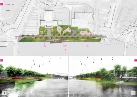 Right-Bank Interbridge Urban Plinth in Písek - Competition Results - 2. prize: Mgr. akad. arch. Radka Kurčíková