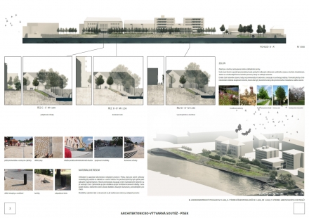 Right-Bank Interbridge Urban Plinth in Písek - Competition Results - 3rd prize: Ing. arch. Jan Psota