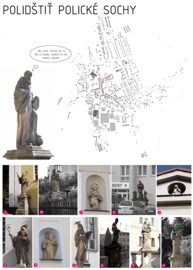 Students' works from the workshop in Polici - Elena Filková: Humanizing Political Statues