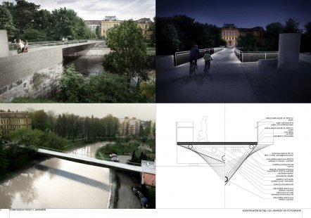 Komenského Bridge in Jaroměř – competition results - Reward (8,000 CZK): Michal Palaščák, agparchitekti, Link Projekt s. r. o.