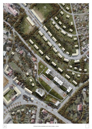 Špitálský vrch and Zlatý vrch Barracks in Cheb – competition results - 3rd prize: Ing.arch Jan Trávníček, Ing.arch. Josef Kubát, Bc. Romana Bedrunková, Bc. Matúš Kaboš