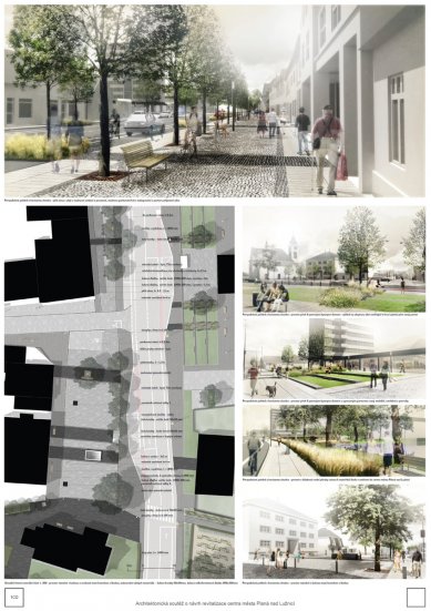 Revitalization of the city center of Planá nad Lužnicí - competition results - foto: 1. cena: Studio P, Atelier Vltava s.r.o.