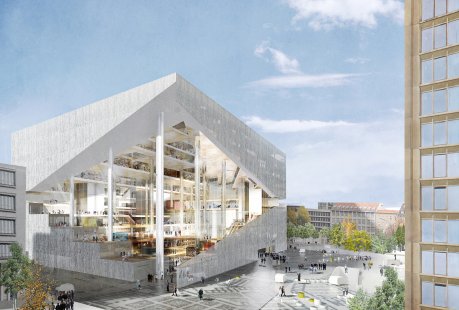 New headquarters of the publisher Springer in Berlin - competition projects - foto: Proposal from OMA. Image Courtesy of Axel Springer SE