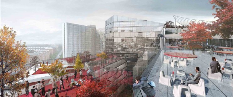 New headquarters of the publisher Springer in Berlin - competition projects - foto: Proposal from BIG. Image Courtesy of BIG-Bjarke Ingels Group