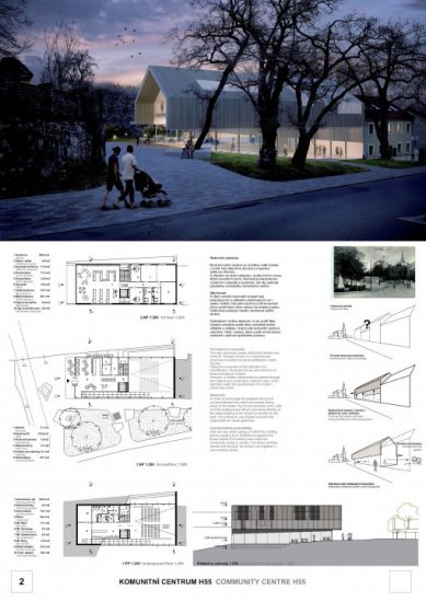 Community Center Hloubětínská 55 - competition results - 2nd price – proposal no. 23 - foto: x architekten – Arch. Dipl.-Ing. Bettina Brunner, Arch. Dipl.-Ing. Rainer Kašik, Ing. arch. Táňa Sojáková, Dipl.-Ing. Korbinian Lechner – Vídeň / Rakousko