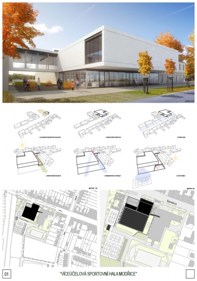 Multi-purpose sports hall Modřice - competition results - 3rd prize - foto: Atelier 38 s.r.o.