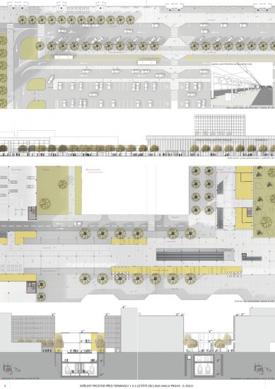 Space in front of terminals 1 and 2 of Václav Havel Airport Prague - competition results - 3. increased price - foto: D3A spol. s r.o.