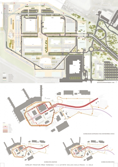 Space in front of terminals 1 and 2 of Václav Havel Airport Prague - competition results - 3. increased price - foto: CMC architects – Atelier DUA – Jan Mužík