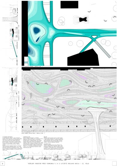 Space in front of terminals 1 and 2 of Václav Havel Airport Prague - competition results - <translated>Re-evaluation in Round II</translated> - foto: SUPERLABOR