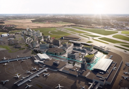 Space in front of terminals 1 and 2 of Václav Havel Airport Prague - competition results - <translation>Revaluation in the 2nd round</translation> - foto: SUPERLABOR