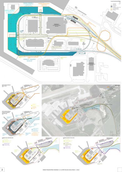 Space in front of terminals 1 and 2 of Václav Havel Airport Prague - competition results - <translation>Undervalued in the II. round</translation> - foto: Hlaváček – architekti, spol. s.r.o.