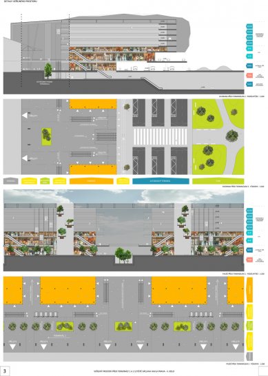 Space in front of terminals 1 and 2 of Václav Havel Airport Prague - competition results - <translation>Reevaluation in the second round</translation> - foto: Hlaváček – architekti, spol. s.r.o.