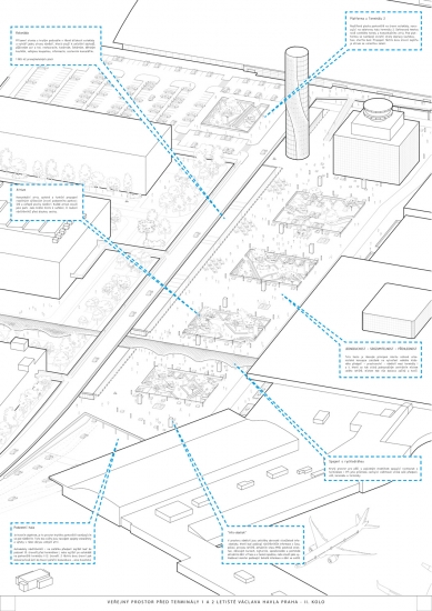 Space in front of terminals 1 and 2 of Václav Havel Airport Prague - competition results - 1. price - foto: rala s.r.o.