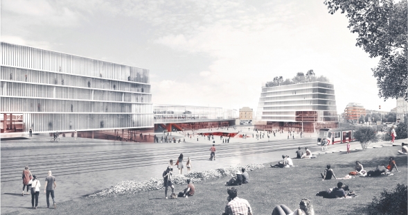 The competition for the future of the center of Brno was won by UNIT architects - BLAU: Ramon Bernabe Simo, Tomáš Labanc, Georgia Adamou, Alfonso Bertrán Gil, Sonia Billiard, Albert Casas, Begum Cehreli, Lazar Djuric, Izabela Franczak, Robin Gringhuis, Ferran Iglesias, Paulina Kasza, Roman Kekel, Lucile Kopczynski, Sophia Kunze, and Syrine Siala, collaboration: Ferran Casanovas, Peter Gero, Playtime, and Gillem Catalan