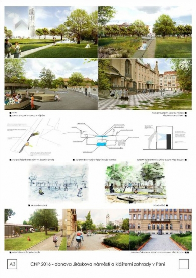 Revitalization of Jiráskovo Square and the Monastic Garden in Plzeň - competition results - 2nd prize - foto: Zábran Nová architekti