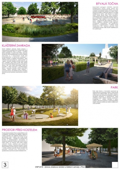 Revitalization of Jiráskovo Square and the Monastic Garden in Plzeň - competition results - 3rd prize - foto: JV PROJEKT VH s.r.o.