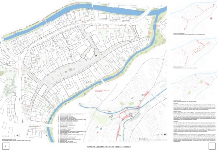 Square and adjacent streets in Velké Meziříčí - competition results - 3rd prize - foto: Ing. arch. Tomáš Kopecký, Ing. arch. Richard Ott, Ing. arch. Anita Prokešová 
