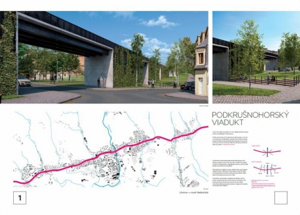 Solution for the bridge over Mezibořská Street in Litvínov - competition results - Reward - foto: Refuel s.r.o. / Ing. arch. Kamila Petráková, Ing. arch. Denisa Kyselicová, Ing. arch. Zbyněk Ryška, Ing. arch. Jan Skoupý 