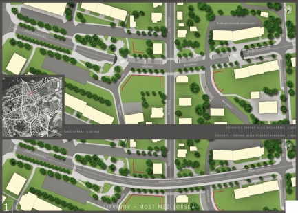 Solution for the bridge over Mezibořská Street in Litvínov - competition results - Reward - foto: Akad.arch. Ing.arch. Libor Kábrt, Ing.arch. Gabriela Elichová, Ing.arch. Martin Elich
