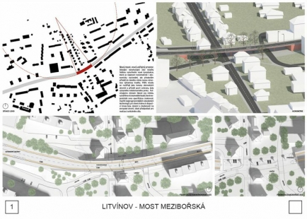 Solution for the bridge over Mezibořská Street in Litvínov - competition results - 3. prize - foto: Ing. arch. Dominik Císař , Ing. arch. Josef Choc,   MgA. Ondřej Císler