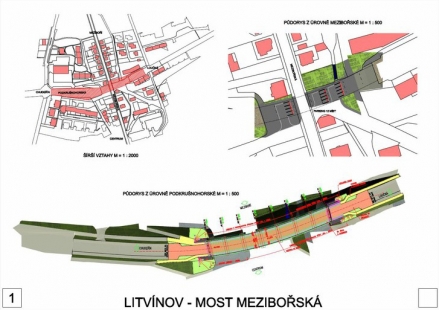 Solution for the bridge over Mezibořská Street in Litvínov - competition results - 3rd prize - foto: Ing. Petr Souček, Ing. Jan Bažil,  Ing. arch. Jaroslav Slavíček 