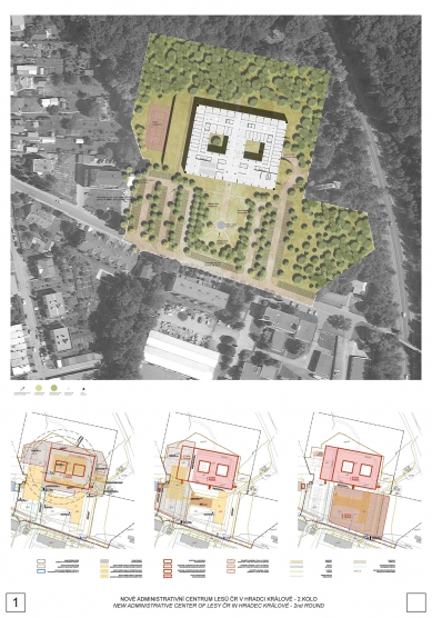 New Administrative Center of Czech Forests - Competition Results - 2nd prize - foto: Ing. arch. Sosna, Ing. arch. Straka, Atelier bod architekti s.r.o., Ing. Svoboda