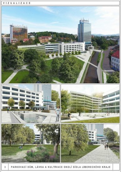 Parkovací dům, lávka a kultivace okolí sídla Libereckého kraje - výsledky soutěže - 2. cena - foto: SIAL architekti a inženýři