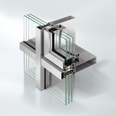 New landmark with Schüco AWS 75 PD.SI window systems offers panoramic views of the Alps - Window Schüco AWS 75 PD.SI integrated into the Schüco FWS 35 PD facade.