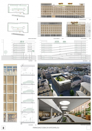 Parking house behind the cathedral in Ostrava - competition results - 2nd place - foto: OV ARCHITEKTI, s.r.o.