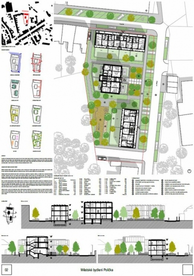 Urban Housing Polička - competition results - 2nd place - foto: Ing.arch. Jiří Papoušek,   Ing.arch. Martin Šilhan 