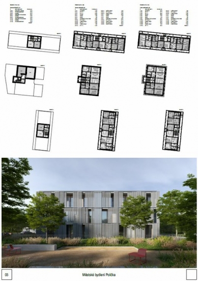 Urban Housing Polička - competition results - 2nd place - foto: Ing.arch. Jiří Papoušek,   Ing.arch. Martin Šilhan 