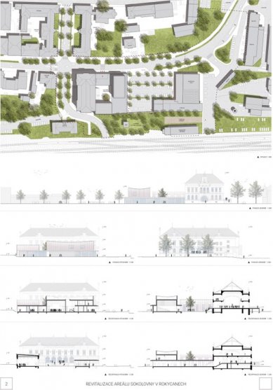 Revitalization of the Sokol Gymnasium Area in Rokycany - Competition Results - 2nd place - foto: Ing.arch. Tomáš Hanus